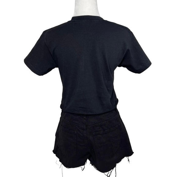 J Galt Brandy Melville Helen Dragon Embroidered Cropped Baby Tee Black One Size - Picture 7 of 10